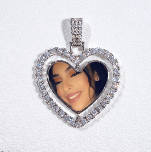 3D Spinning 2-Faced Heart Custom Picture Pendant