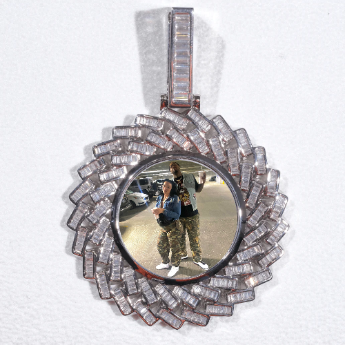 Large 3D Baguette Custom Picture Pendant