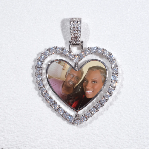 3D Spinning 2-Faced Heart Custom Picture Pendant