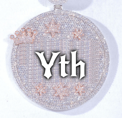 CUSTOM LETTER NECKLACE 3D BIG CROWN DISC