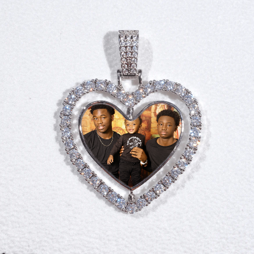 3D Spinning 2-Faced Heart Custom Picture Pendant