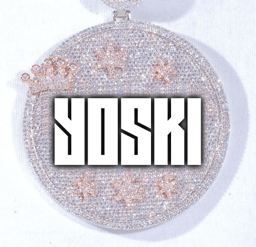CUSTOM LETTER NECKLACE 3D BIG CROWN DISC