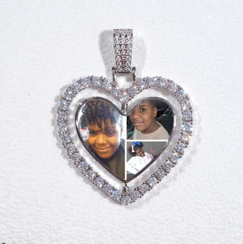 3D Spinning 2-Faced Heart Custom Picture Pendant