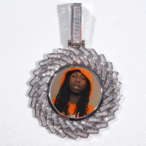 Large 3D Baguette Custom Picture Pendant