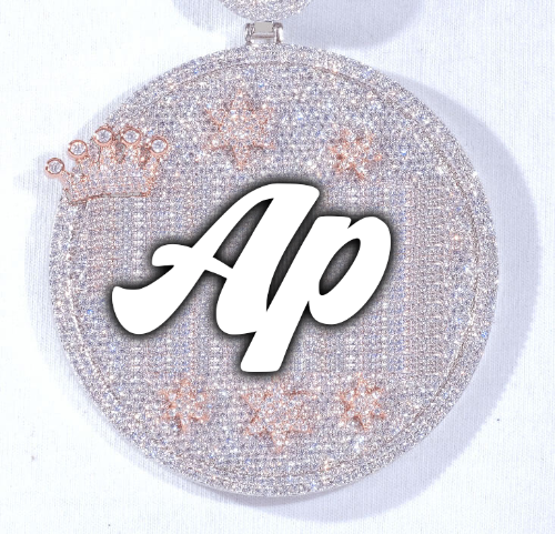 CUSTOM LETTER NECKLACE 3D BIG CROWN DISC