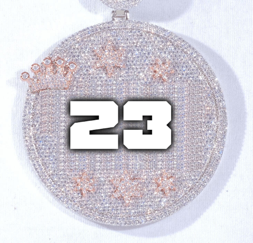 CUSTOM LETTER NECKLACE 3D BIG CROWN DISC