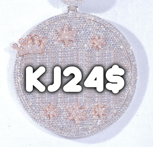 CUSTOM LETTER NECKLACE 3D BIG CROWN DISC