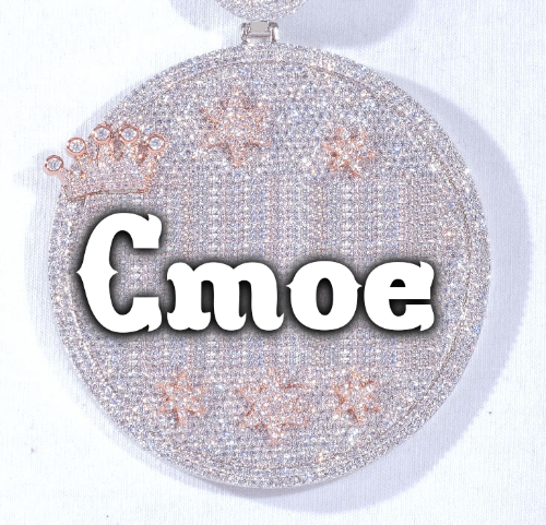 CUSTOM LETTER NECKLACE 3D BIG CROWN DISC