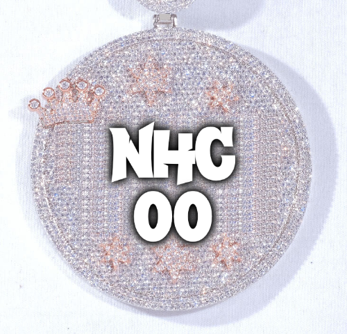 CUSTOM LETTER NECKLACE 3D BIG CROWN DISC