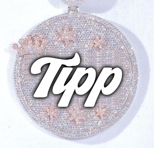CUSTOM LETTER NECKLACE 3D BIG CROWN DISC