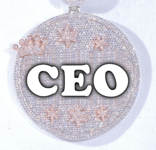CUSTOM LETTER NECKLACE 3D BIG CROWN DISC