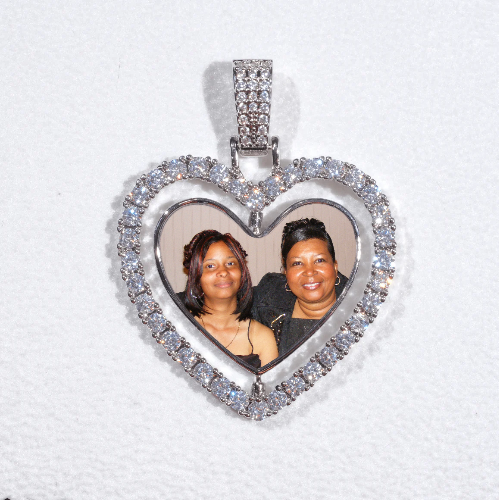 3D Spinning 2-Faced Heart Custom Picture Pendant