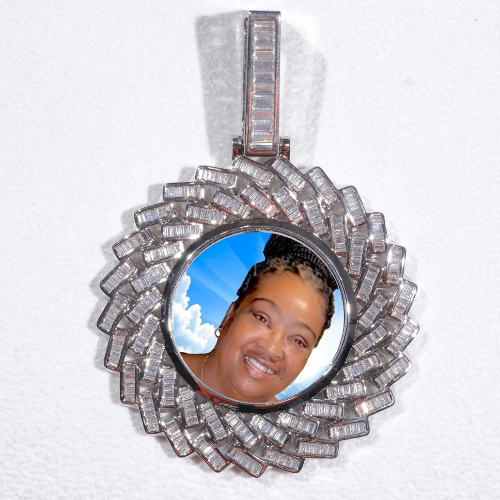 Large 3D Baguette Custom Picture Pendant