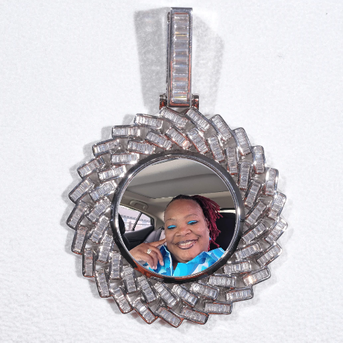 Large 3D Baguette Custom Picture Pendant