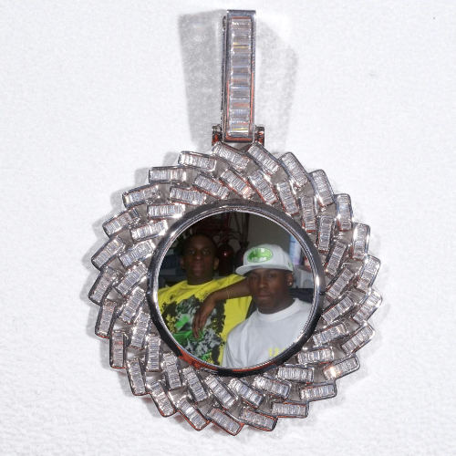 Large 3D Baguette Custom Picture Pendant