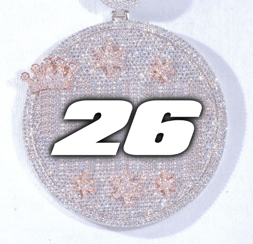 CUSTOM LETTER NECKLACE 3D BIG CROWN DISC