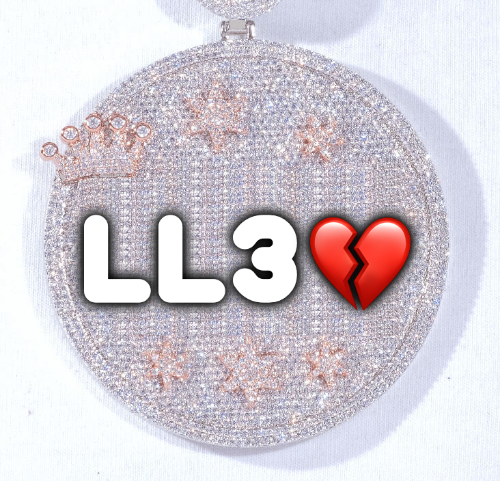 CUSTOM LETTER NECKLACE 3D BIG CROWN DISC