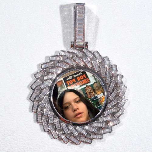 Large 3D Baguette Custom Picture Pendant