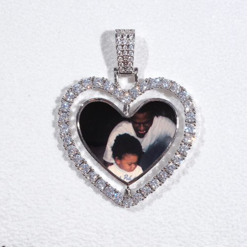 3D Spinning 2-Faced Heart Custom Picture Pendant