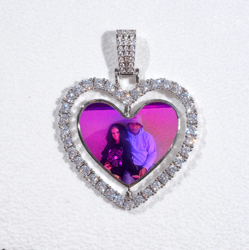 3D Spinning 2-Faced Heart Custom Picture Pendant
