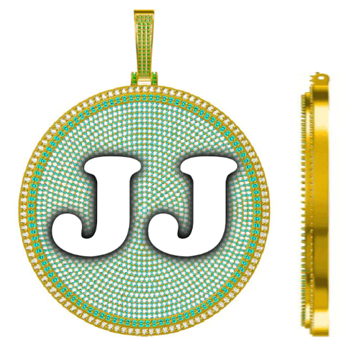 CUSTOM LETTER NECKLACE 3D BIG DISC