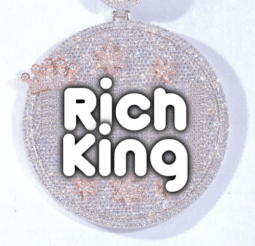 CUSTOM LETTER NECKLACE 3D BIG CROWN DISC
