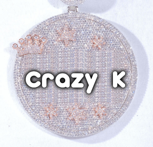 CUSTOM LETTER NECKLACE 3D BIG CROWN DISC