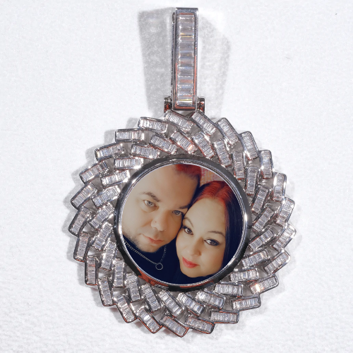 Large 3D Baguette Custom Picture Pendant