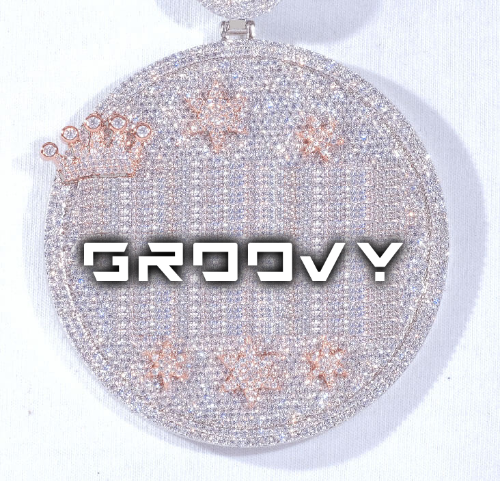 CUSTOM LETTER NECKLACE 3D BIG CROWN DISC