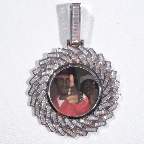 Large 3D Baguette Custom Picture Pendant