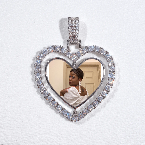 3D Spinning 2-Faced Heart Custom Picture Pendant