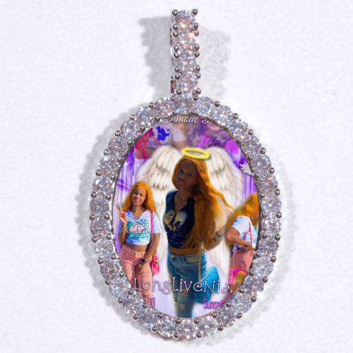 Large 3D Oval Custom Picture Pendant