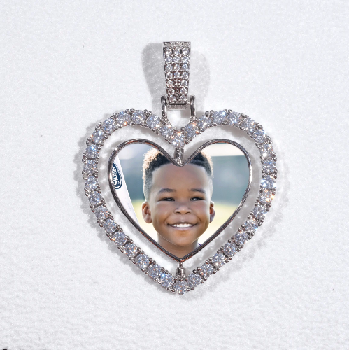 3D Spinning 2-Faced Heart Custom Picture Pendant