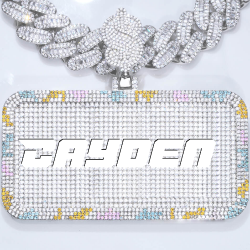 CUSTOM LETTER NECKLACE 3D COLORFUL SQUARE