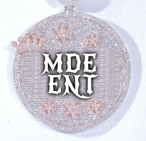 CUSTOM LETTER NECKLACE 3D BIG CROWN DISC