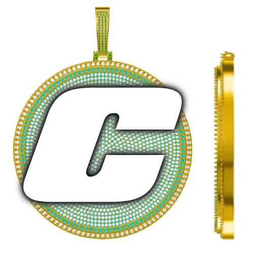CUSTOM LETTER NECKLACE 3D BIG DISC