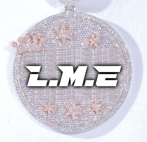 CUSTOM LETTER NECKLACE 3D BIG CROWN DISC