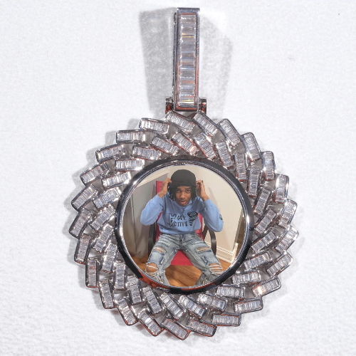 Large 3D Baguette Custom Picture Pendant
