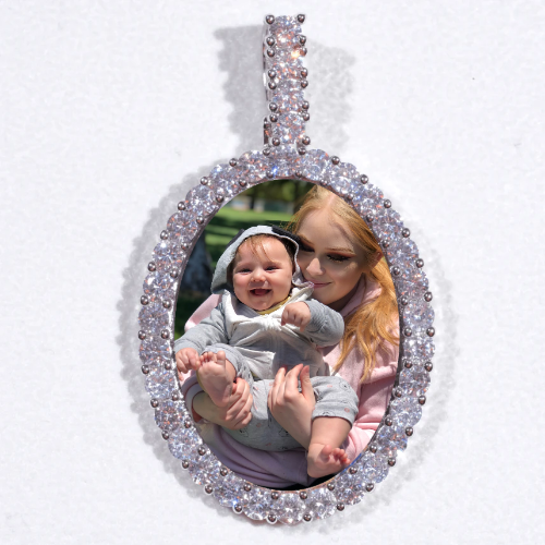 Large 3D Oval Custom Picture Pendant