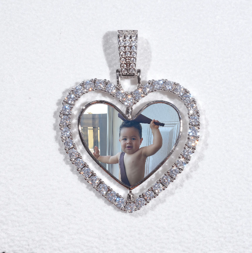 3D Spinning 2-Faced Heart Custom Picture Pendant