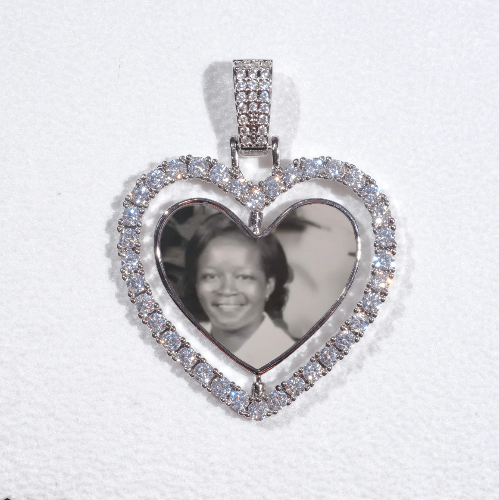 3D Spinning 2-Faced Heart Custom Picture Pendant