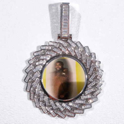 Large 3D Baguette Custom Picture Pendant