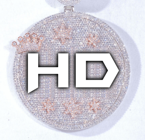 CUSTOM LETTER NECKLACE 3D BIG CROWN DISC
