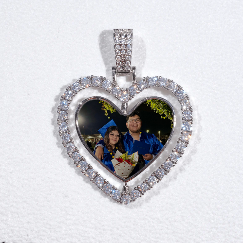 3D Spinning 2-Faced Heart Custom Picture Pendant