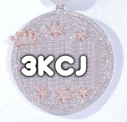 CUSTOM LETTER NECKLACE 3D BIG CROWN DISC