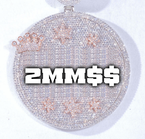 CUSTOM LETTER NECKLACE 3D BIG CROWN DISC