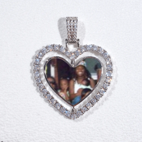 3D Spinning 2-Faced Heart Custom Picture Pendant
