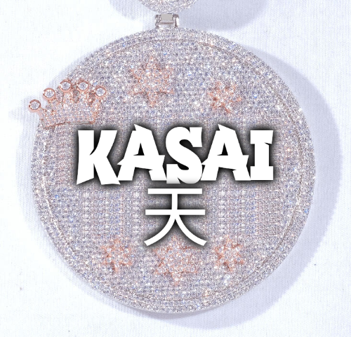 CUSTOM LETTER NECKLACE 3D BIG CROWN DISC