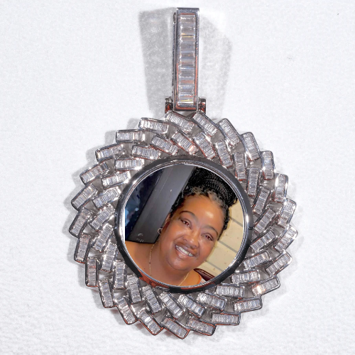 Large 3D Baguette Custom Picture Pendant
