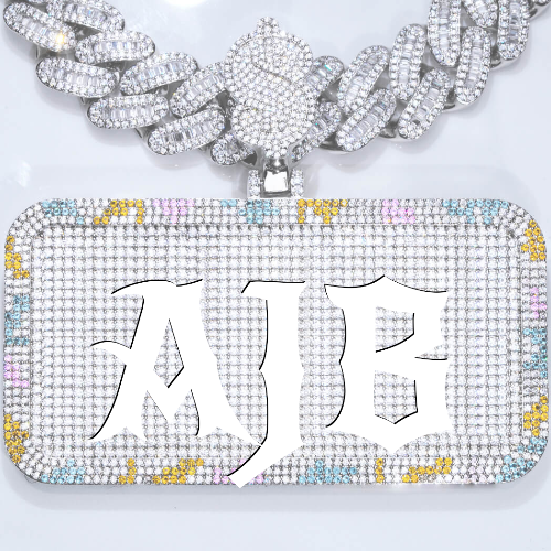 CUSTOM LETTER NECKLACE 3D COLORFUL SQUARE
